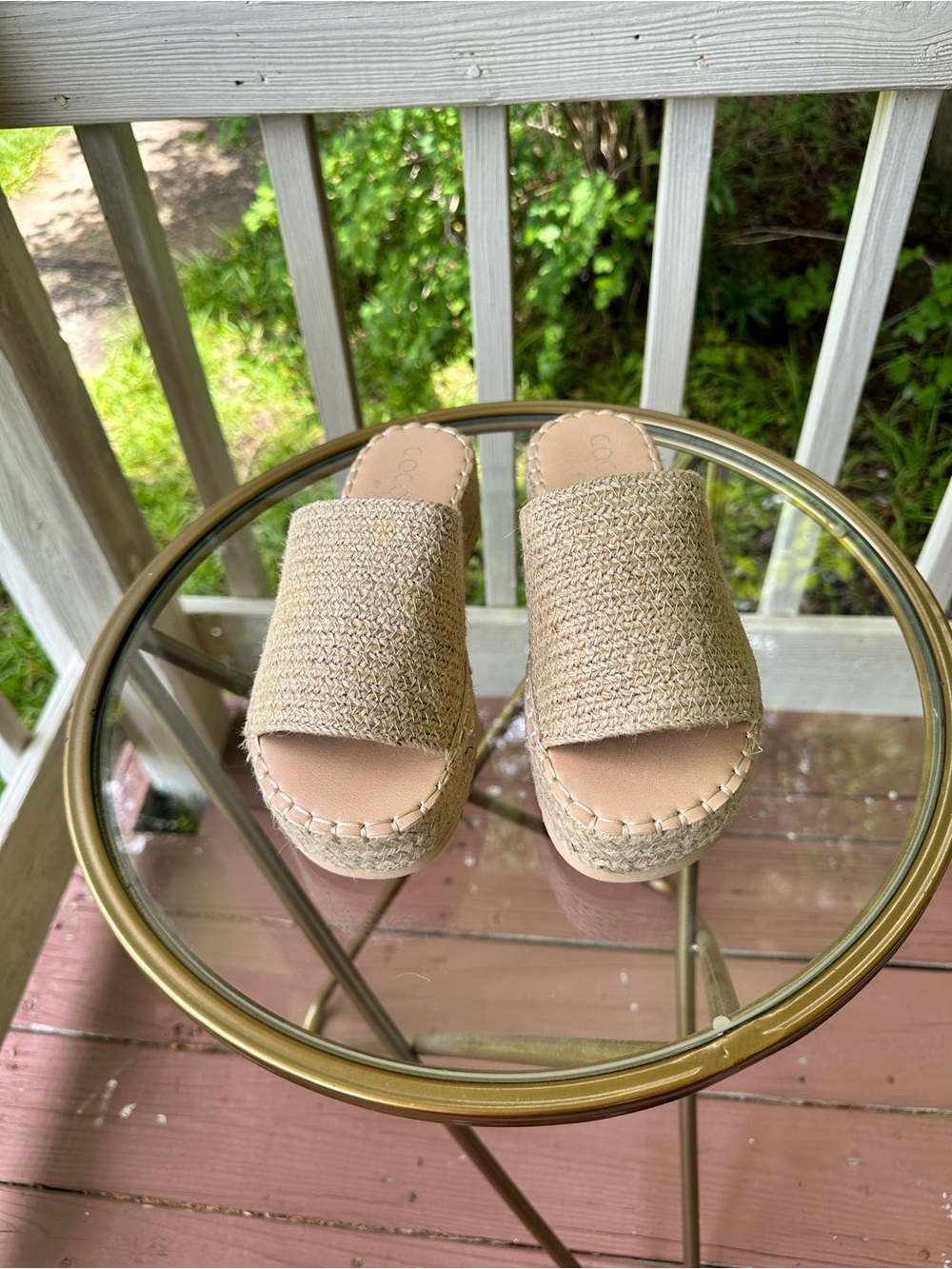 Coconuts by Matisse Beige Woven Slide Platform Sandals